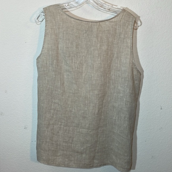 Yuvita Linen Tank Top Natural Tan Scoop Neck Sleeveless Casual Lagenlook M - Picture 2 of 7